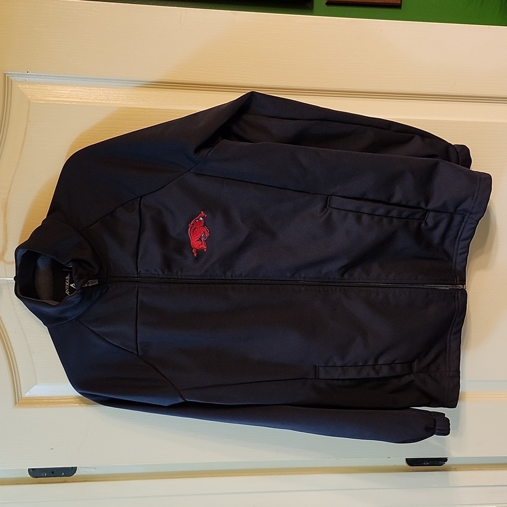 ANTIQUA ZIP-UP JACKET with ARKANSAS RAZORBACKS LOGO